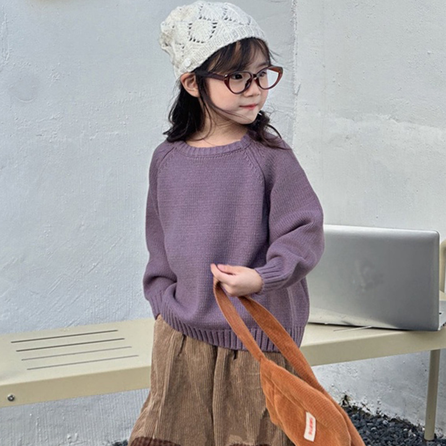 A类纯棉百搭儿童毛衣秋冬2025新款男女童圆领套头韩版纯色针织衫