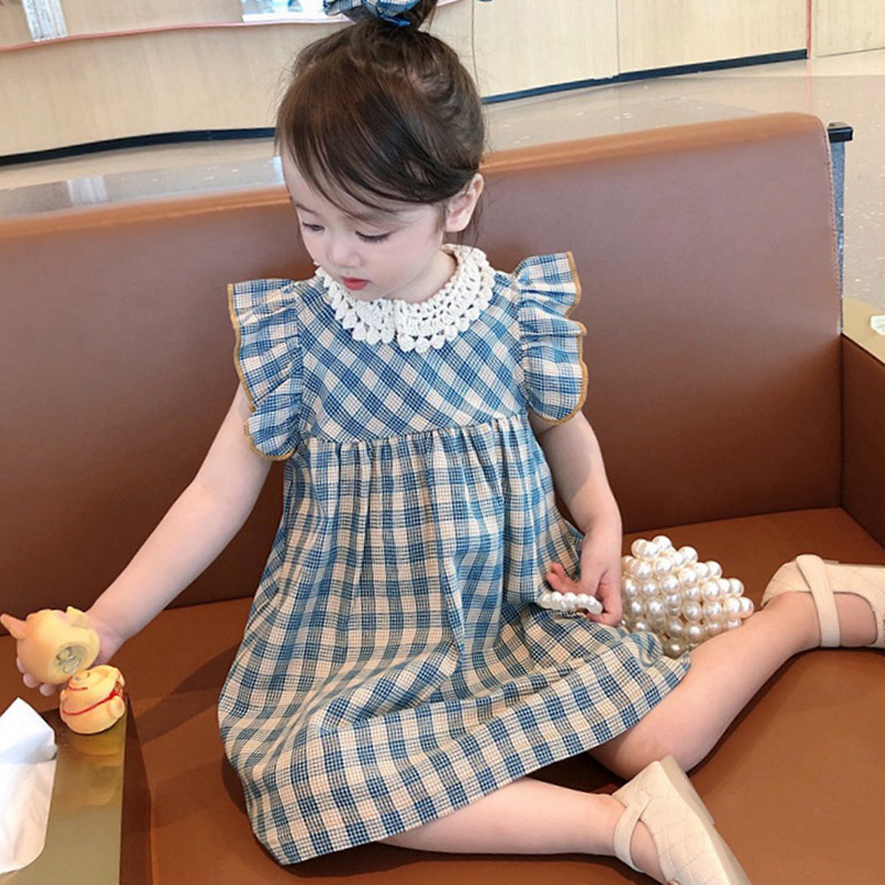 女童无袖格子连衣裙2025夏装新款中小童韩版儿童背心裙小女孩裙子