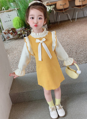女童秋季长袖连衣裙针织毛衣裙