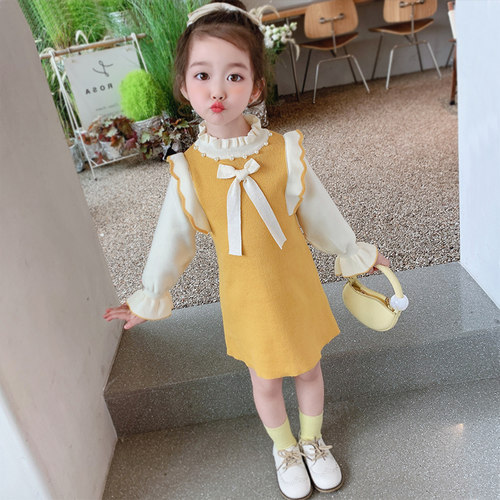 女童秋季长袖连衣裙针织毛衣裙