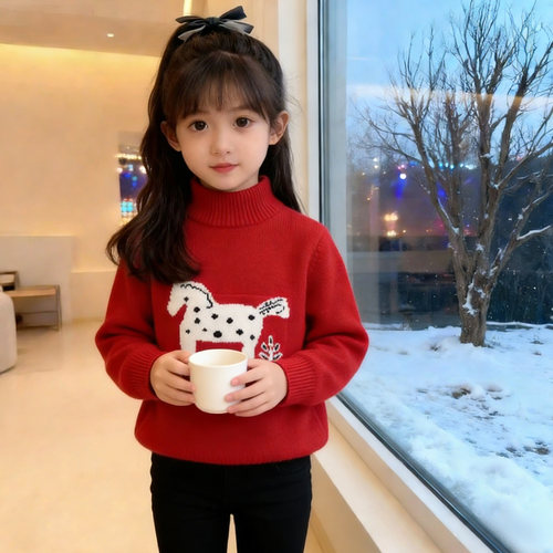 女童小马红色过年毛衣拜年服