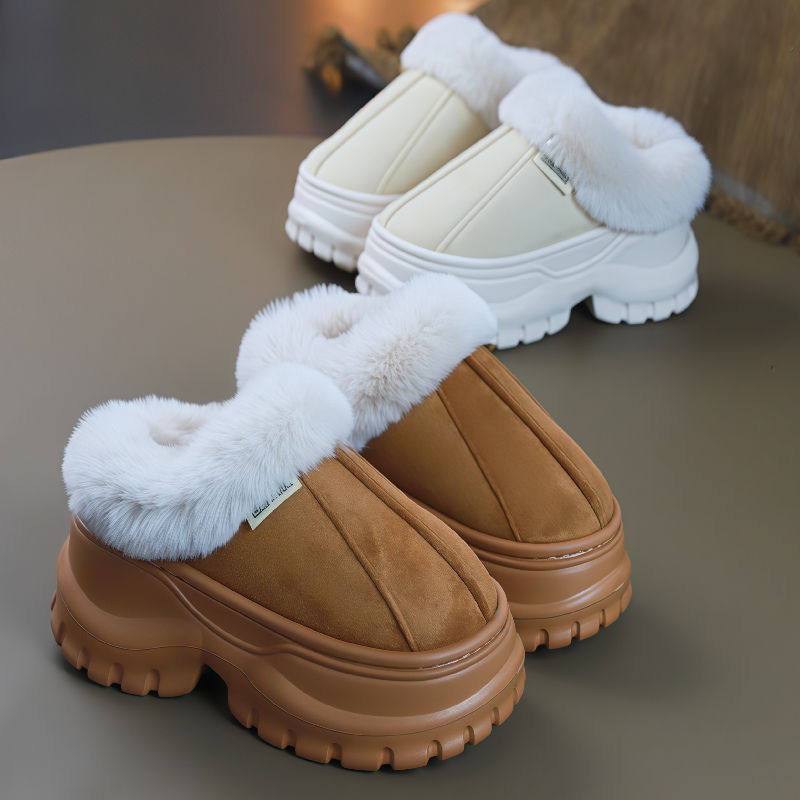 高跟保暖厚底棉拖鞋坡跟毛绒加厚毛毛拖鞋女冬季增高外穿防滑轻便,女鞋,毛毛鞋,淘宝优惠券,粉丝福利购,淘宝优惠卷