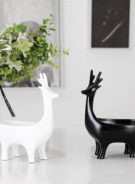 树脂工艺品欧式创意家居小鹿玄关钥匙收纳摆件客厅茶几装饰品