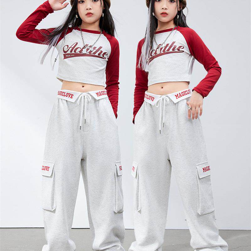 爵士舞服装女童嘻哈街舞儿童潮服女孩跳舞衣服六一演出少儿练功服