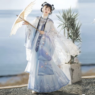 泉州浔浦女簪花服装明制汉服立领对襟长衫刺绣马面裙全套新款旅拍