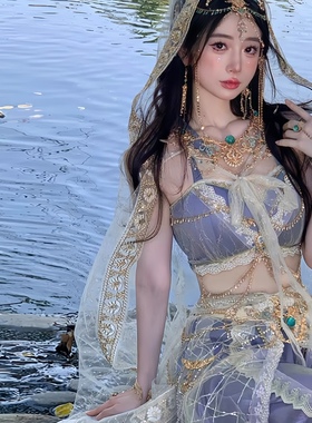 敦煌飞天汉服女夏季异域风情舞蹈服装西双版纳傣族服装西域舞姬