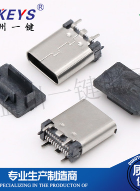 USB3.1母座 type-C接口 24P 立式贴片SMT H=10.5mm 9.3mm 4脚直插