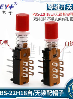 PBS-22H18自/无锁琴键开关 双排6脚 不带支架有孔连接器 KAN-Z2-3