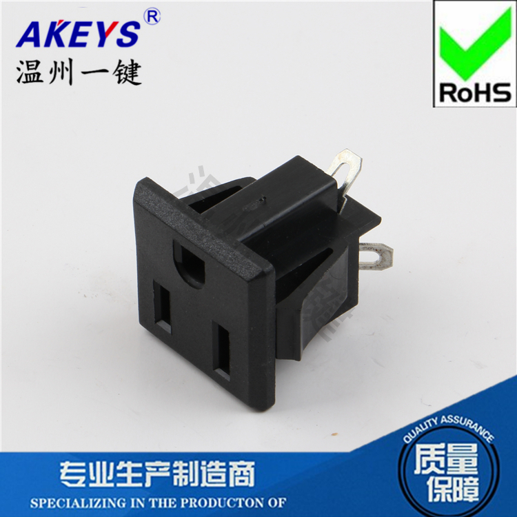 AC-217 AC-08美标直脚弯脚AC电源母座10A250V DB器具3孔插座