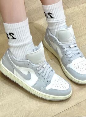 耐克女鞋Nike Jordan 1 AJ1 灰白色低帮复古篮球鞋板鞋DC0774-103