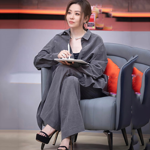 张靓颖同款衣服2026春秋新款韩版宽松版休闲时尚套装女三件套潮