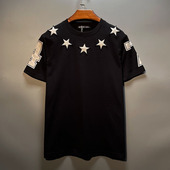夏季 欧洲站围脖五角星设计感宽松女短袖 时尚 潮牌个性 情侣 t恤男装