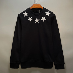 外套情侣装 小众围脖五角圆领星刺绣小伙卫衣男女设计感宽松上衣潮