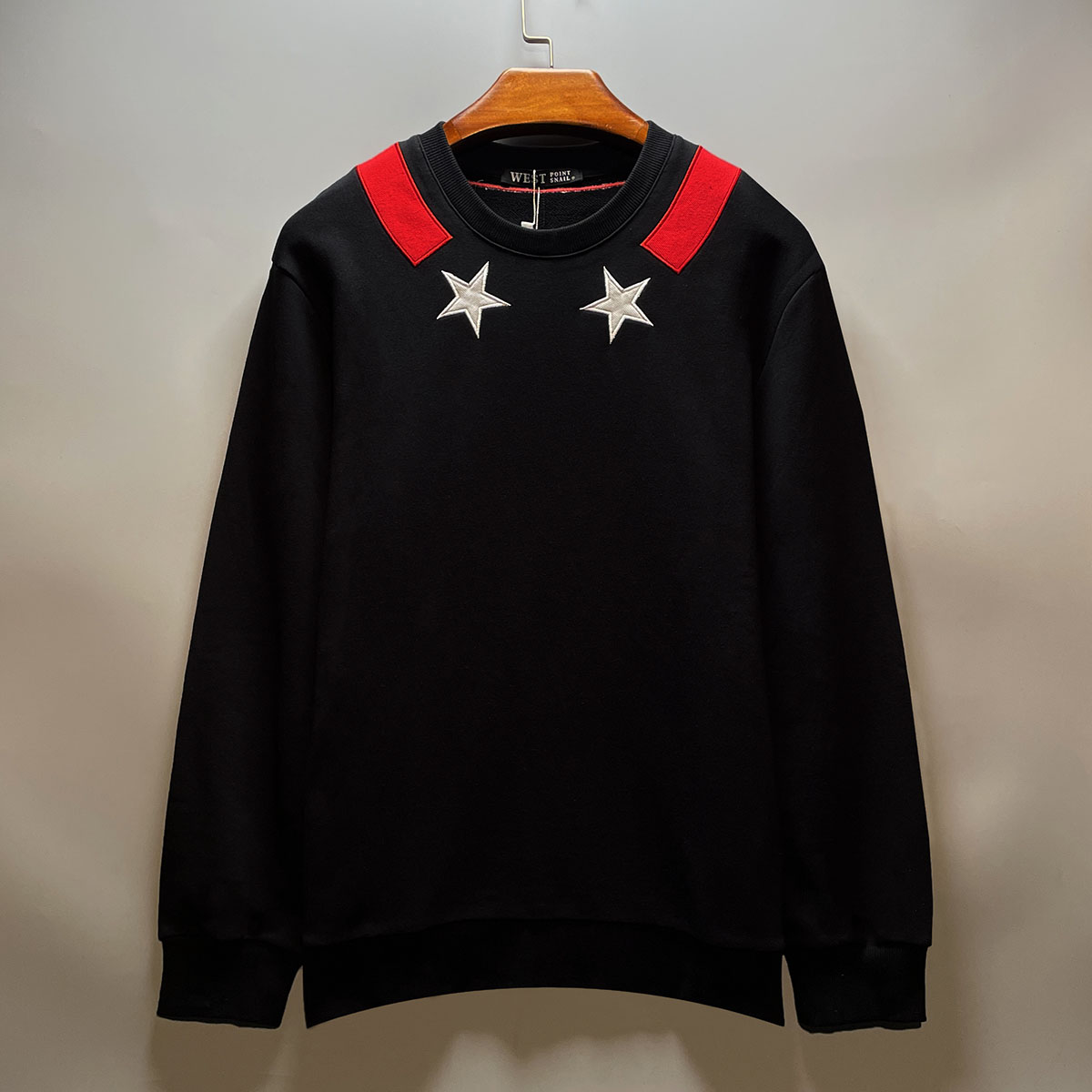 刺绣酷帅条纹五角星ins运动上衣