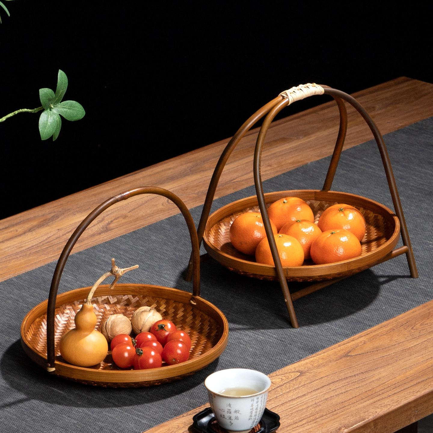 竹弄堂手工竹编大漆提篮