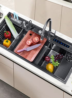 sus304不锈钢水槽厨房超声波蔬消毒祛农残多功能大双槽洗菜盆