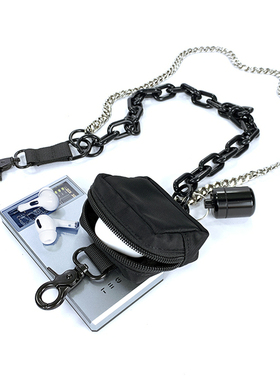 MEDKAI耳机包数据线收纳小包嘻哈配饰潮男裤链条零钱硬币迷你挂包