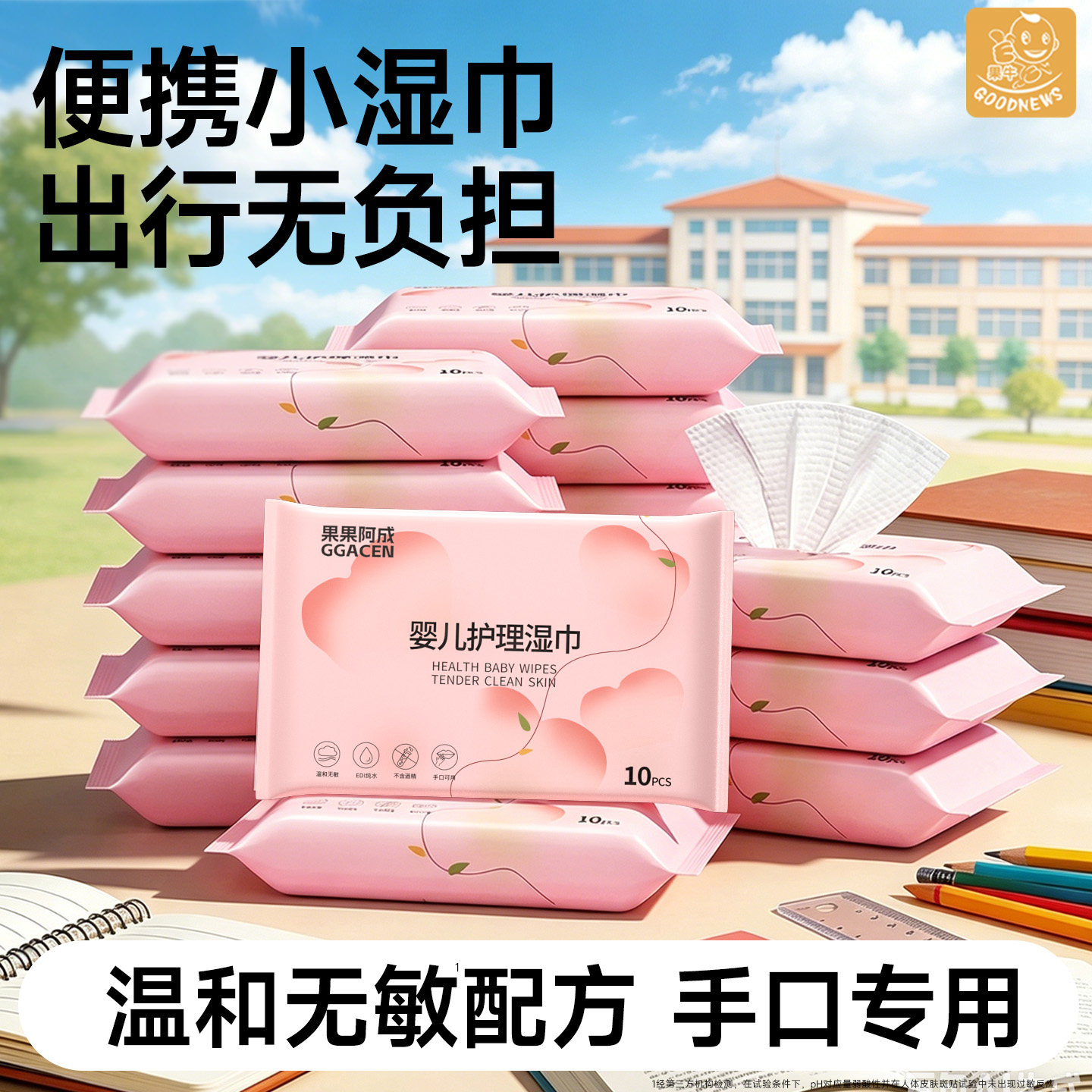 婴儿湿巾小包便携装外出随身婴幼儿学生手口屁专用清洁湿纸巾免洗