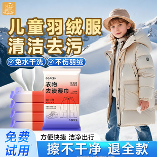 羽绒服免洗清洁湿巾儿童强力去污擦去油去渍家用干洗湿纸巾冲锋衣