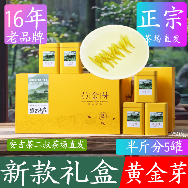 现货茶二叔2025年正宗安吉黄金芽250g茶叶盒装新茶白茶特级黄金牙