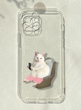 恶搞拉屎猫适用苹果15/16华为p70pro小米14荣耀100/200简约vivos9e透明手机壳mate50/60