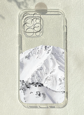 文艺白色雪山适用苹果15promax潮牌iphone12pro华为p60小米13三星s22OPPOreno10简约vivox90一加11透明手机壳