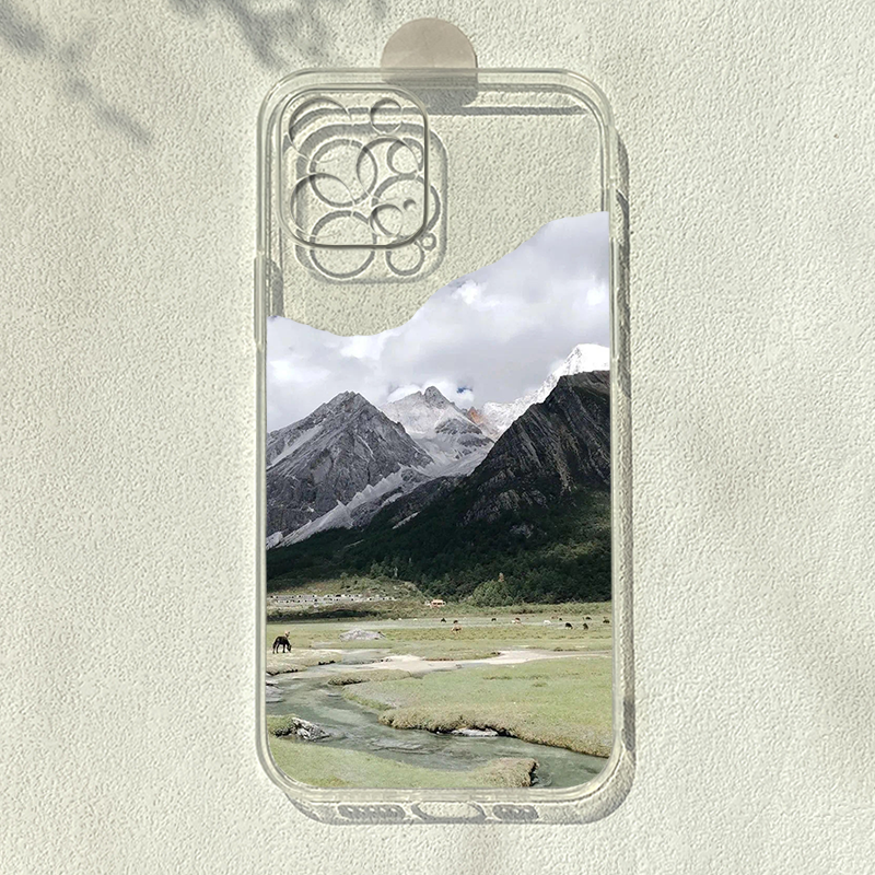 文艺山脉适用苹果16promax/15华为p70pro+/nova12小米14红魔k70潮简约opporeno12一加11透明手机壳,3C数码配件,手机保护套/壳,淘宝优惠券,粉丝福利购,淘宝优惠卷