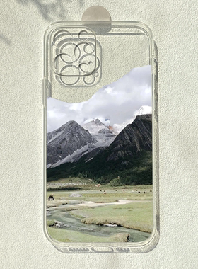 文艺山脉适用苹果16promax/15华为p70pro+/nova12小米14红魔k70潮简约opporeno12一加11透明手机壳