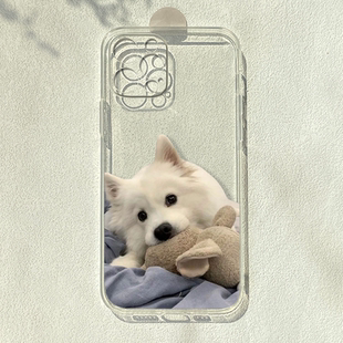 睡觉萨摩耶适用iPhone16promax手机壳苹果15可爱12呆萌iqoo11透明nova10简约xsmax软7 8plus防摔xr荣耀90三星