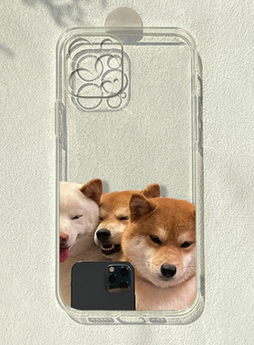 自拍臭美狗狗适用苹果15/14pro华为p60红米note11荣耀70透明手机壳13