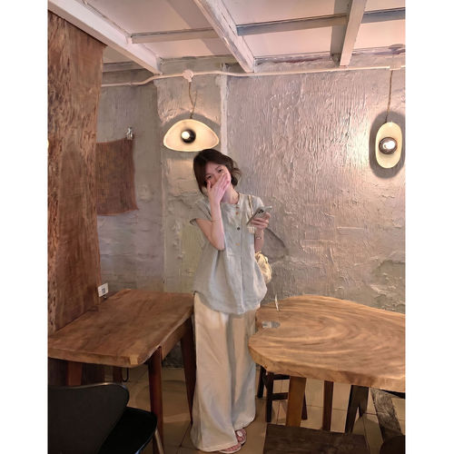 27 ONLINESTORE法式圆领落肩袖衬衫女2026新款宽松设计感修身上衣
