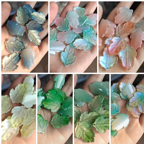 30片 27*19mm原创图形 琉璃新款菊叶 手工diy头饰品发簪材料配件