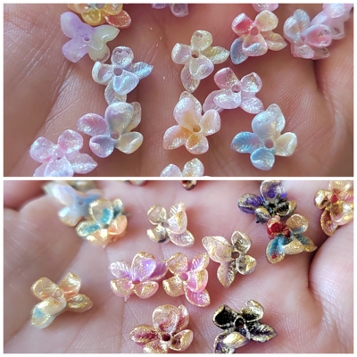 10mm树脂小玉兰烫金幻彩小花 手工diy头饰品发簪美甲串珠材料配件