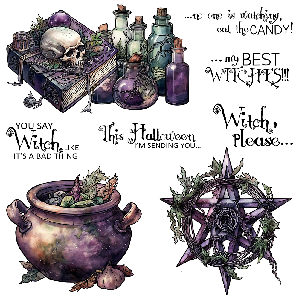 万圣节快乐魔法骷髅硅胶手工透明印章DIY相册日记手账装饰工具