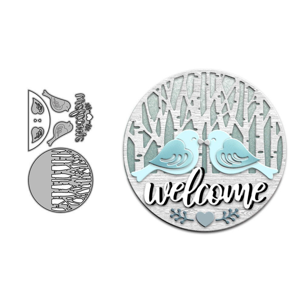 春天可爱麻雀树林diy金属压花切割刀模碳钢剪纸模板cutting die