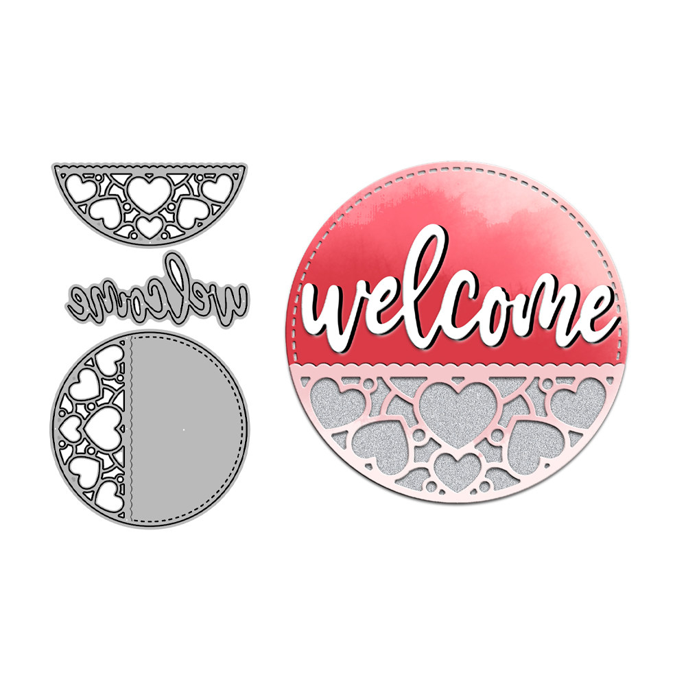 圆形通用爱心欢迎diy金属压花切割刀模碳钢剪纸模板cutting die