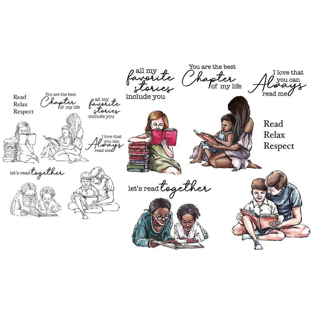 父母亲子读书学习套装硅胶手工透明印章DIY相册日记手账装饰工具