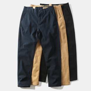 重磅直筒工装 子宽松商务弹力大码 裤 复古休闲长裤 阿美咔叽美式 春季