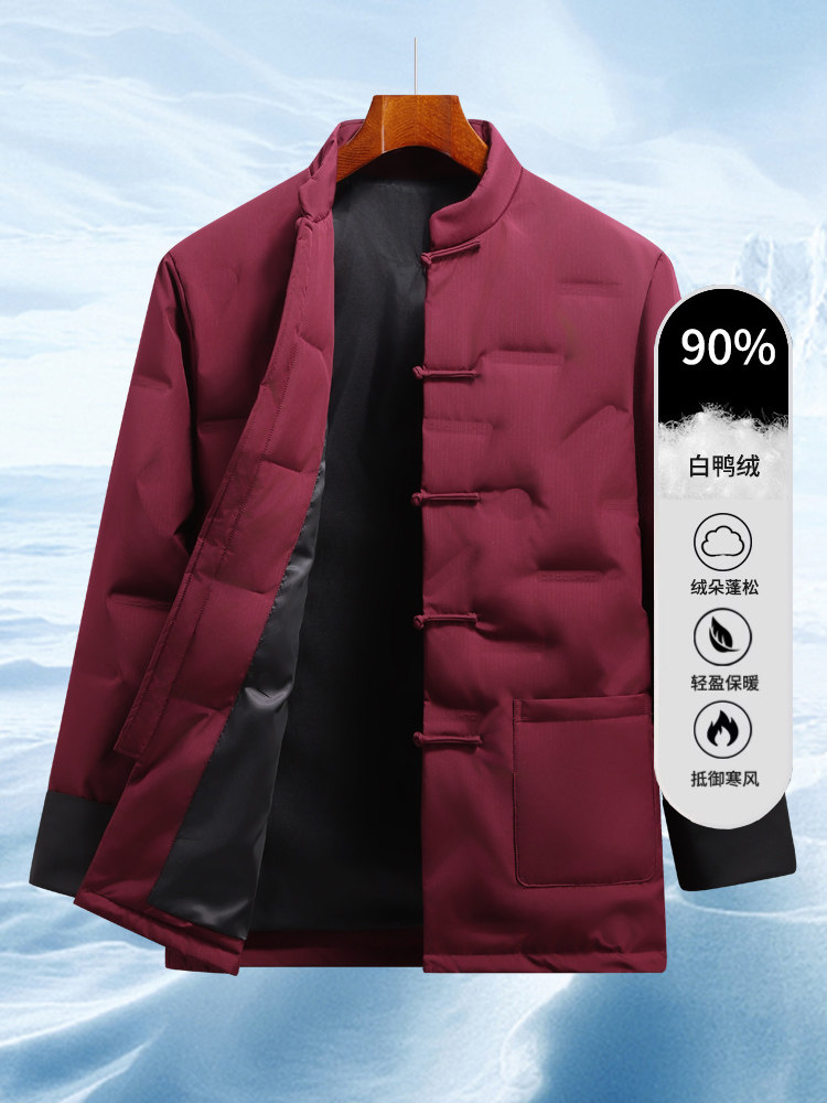 DOWN TANG SUIT MENS WINTER CASUAL DOWN JACKET CHINESE STYLE RETRO BUCKLE COTTON JACKET JACKET MENS CHINESE DAD WEAR