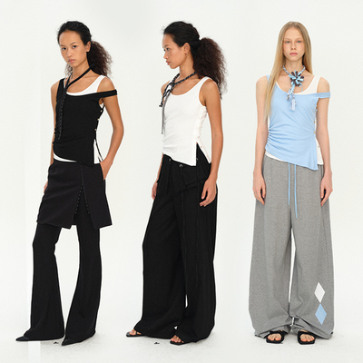 MovingMovingMoving 6/03 20:00 侧腰纽扣捏褶斜摆背心