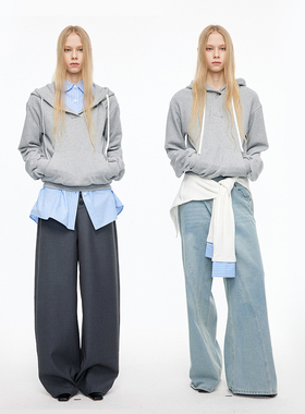 MovingMovingMoving 抓绒宽松叠穿大领口卫衣女秋冬