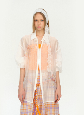 MovingMovingMoving 5/16 20:00 夏日水钻烫印丝麻防晒廓形衬衫