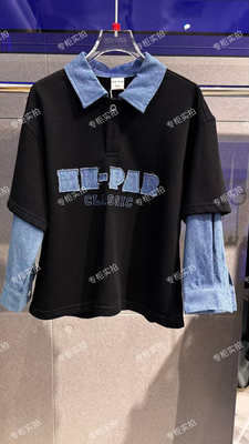 麦哈派MHP春秋长袖儿童翻领假两件休闲男童女童帅气T恤251090A