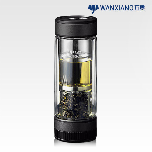万象玻璃杯双层隔热带过滤网高档男办公杯女便携茶水分离泡茶水杯 - 封面