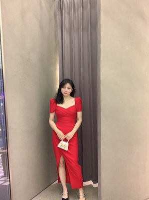 现货赵丽颖同款Selfportrait红色法式订婚宴晚会公主连衣裙礼服