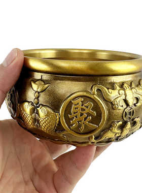 星座缘黄铜聚宝盆摆件客厅存钱罐