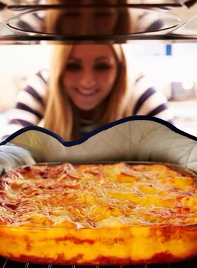 K701丨GREVY复古纯棉加厚长条形状的加长大烤箱隔热手套