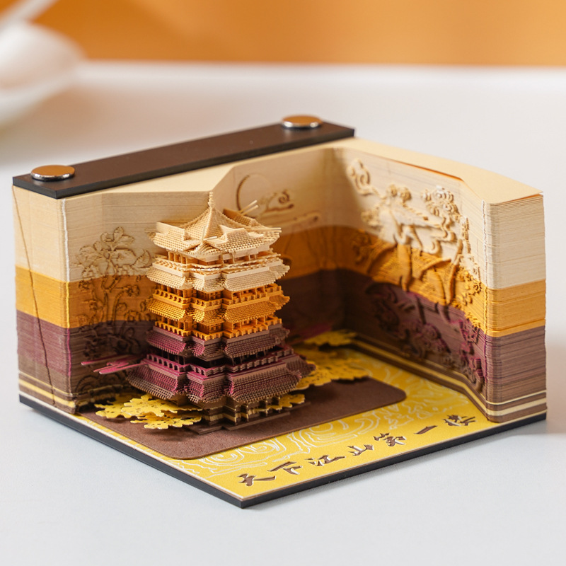 黄鹤楼 // 3d立体便签纸雕艺术日历便利贴建筑手撕高颜值桌面