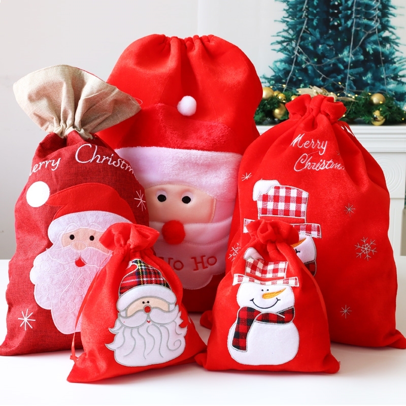 圣诞红色包包圣诞老人礼物袋老人背包背袋圣诞袜子大号手提袋口袋