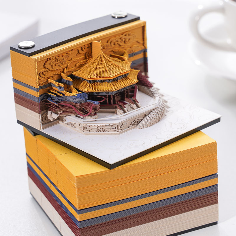 3D纸雕华堂祥瑞立体便签本国风艺术品台日历高颜值便利贴手撕